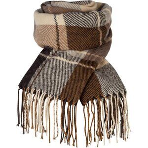 Women's khaki Beige Lattic Scarf Fashion Long Plaid Shawls Wraps Big Grid Winter
